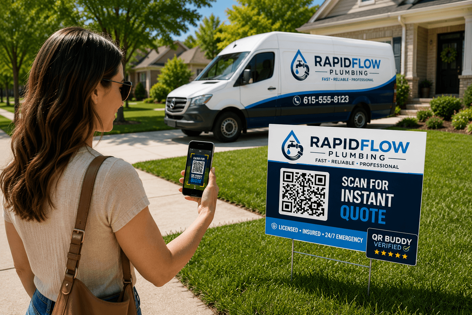 Neighbor Scanning the QR Yard Sign